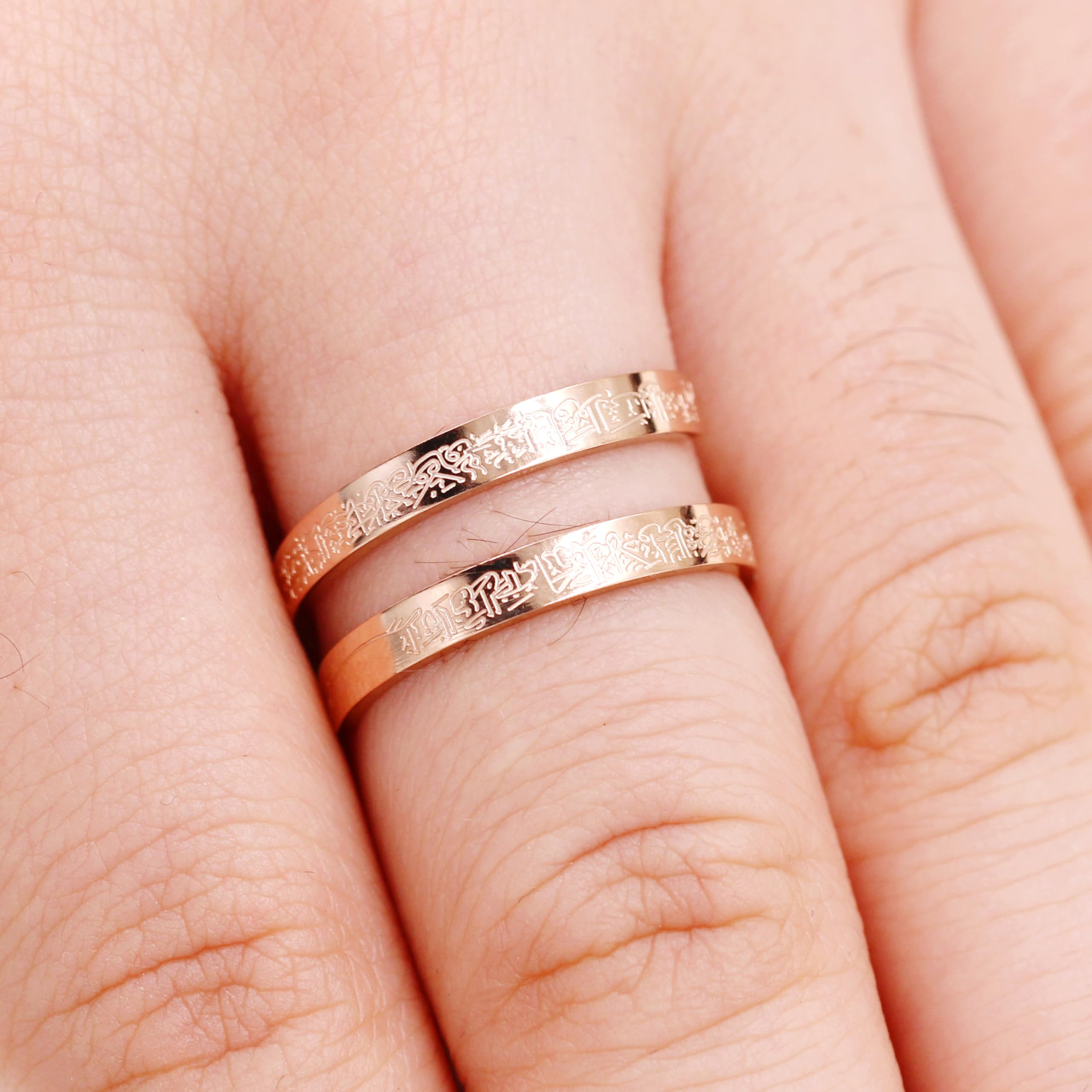 Ayatul Kursi Ring - Elegant Openable Ring for Women, Crafted from Durable Stainless Steel, Features Beautiful Arabic Calligraphy, Perfect for Muslim Women LCS-YA4978