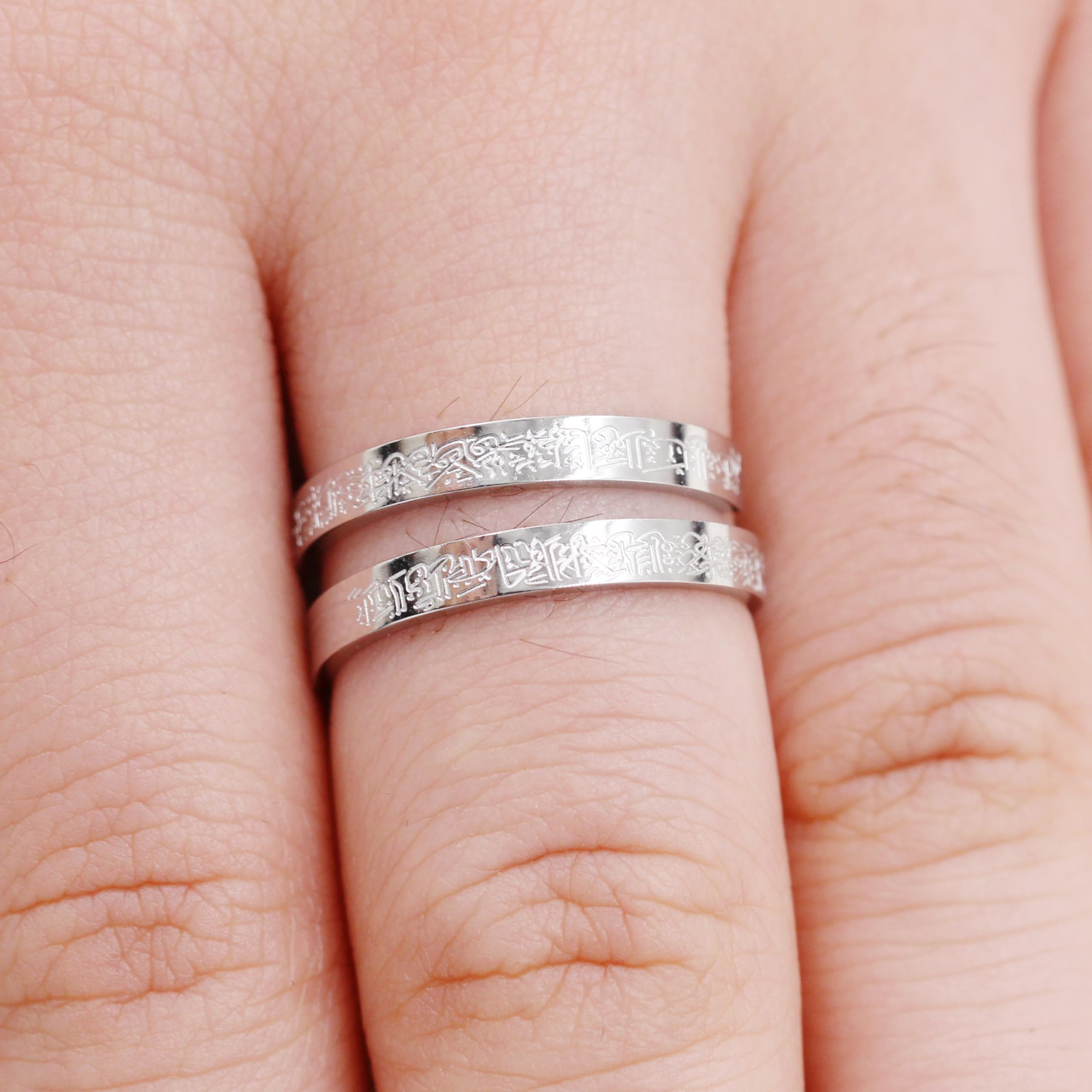 Ayatul Kursi Ring - Elegant Openable Ring for Women, Crafted from Durable Stainless Steel, Features Beautiful Arabic Calligraphy, Perfect for Muslim Women LCS-YA4978