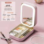 LED Mirror Makeup Storage Box | Portable Travel Cosmetics Organiser
