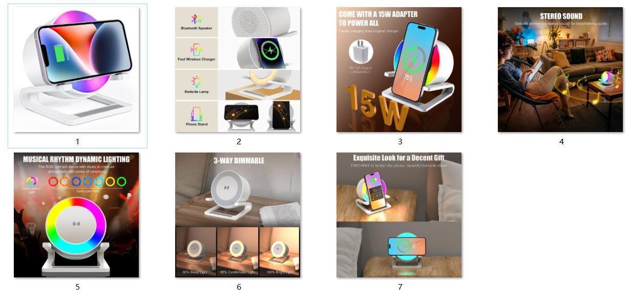 4-in-1 Night Lamp | RGB Speaker + Phone Holder + 15W Wireless Charger