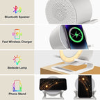 4-in-1 Night Lamp | RGB Speaker + Phone Holder + 15W Wireless Charger