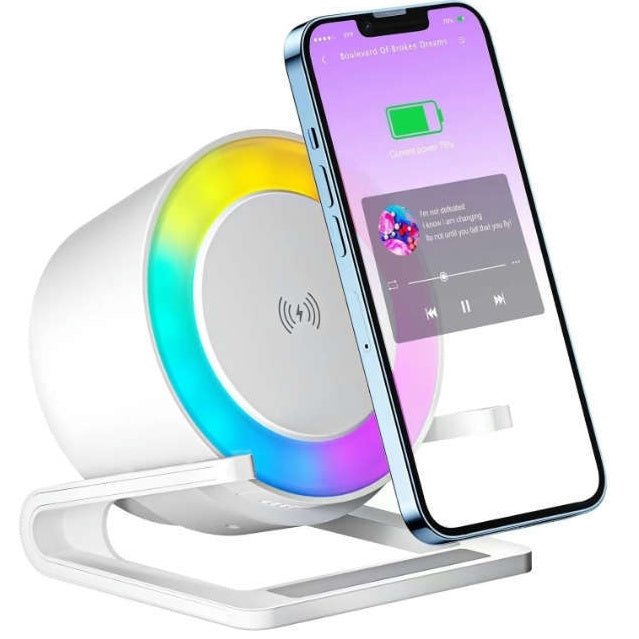 4-in-1 Night Lamp | RGB Speaker + Phone Holder + 15W Wireless Charger