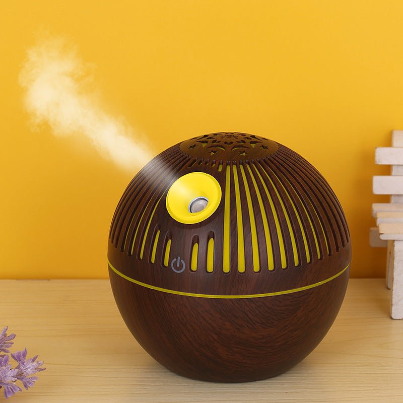 Wood Grain Aroma Humidifier | 7-Color LED Essential Oil Diffuser