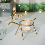 Wrought Iron Deer Candle Holder | Electroplated Glass Home Decor