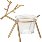 Wrought Iron Deer Candle Holder | Electroplated Glass Home Decor