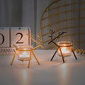 Wrought Iron Deer Candle Holder | Electroplated Glass Home Decor